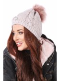 Winter hat with a pompom, powder C39 - Online store - Boutique